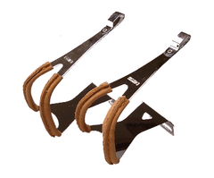 MKS Deep Steel Toeclips  Chrome with Leather -pair MKS Deep Steel Toeclips  Chrome with Leather -pair