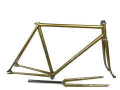 Kalavinka Gold with Rainbow Flake 520mm NJS Track Frame + An Extra Threadless Front Fork