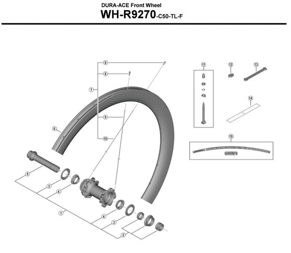 SHIMANO DURA - ACE WH - R9270 C50 TL Front Wheel Repair Parts - alex's cycle